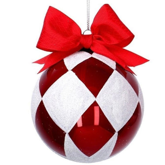 Bola de Natal Branca e Verm...