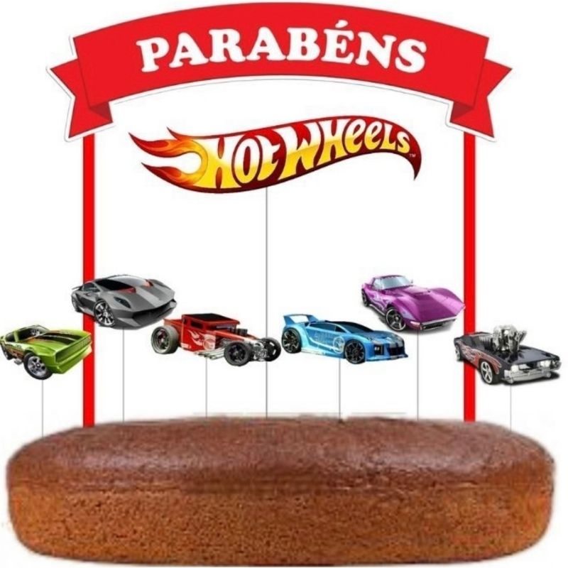 Topo de Bolo Hot Wheels