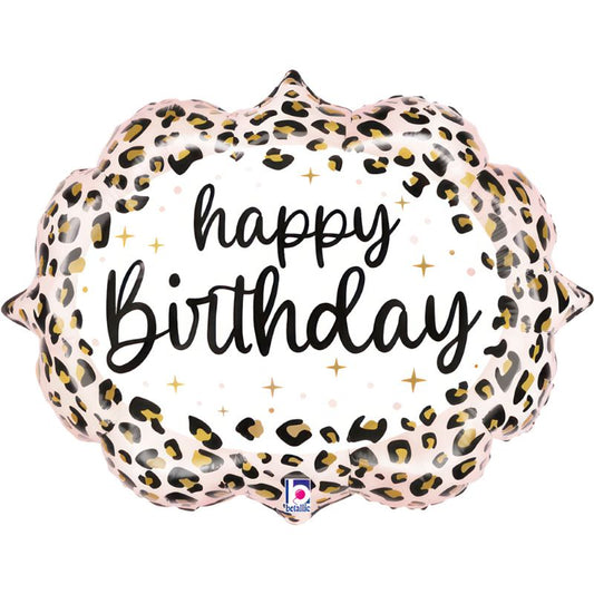 Balão Birthday Satin Leopardo