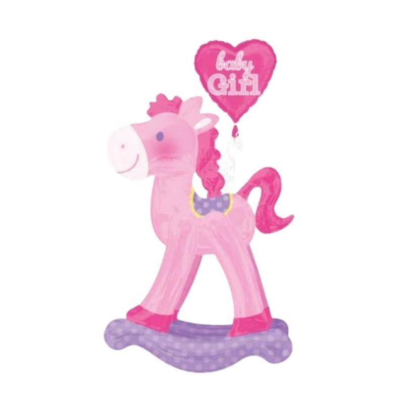 Balão Metálico Airwalker Cavalo Rosa