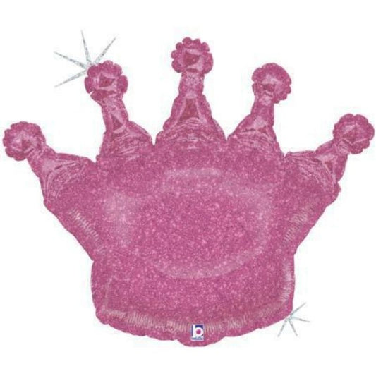 Balão Metálico coroa rosa 91cm