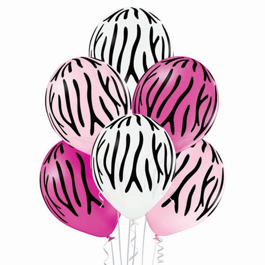 Balões látex zebra 30cm 6uni