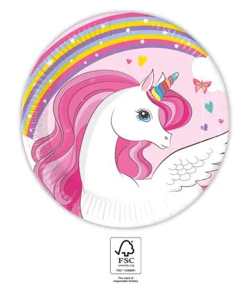 Pratos Unicórnio Arco Íris 20cm