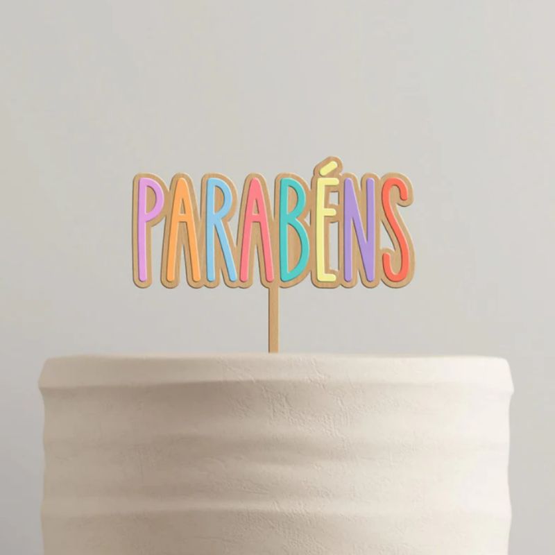 Topo bolo parabéns mdf e acrilico pastel