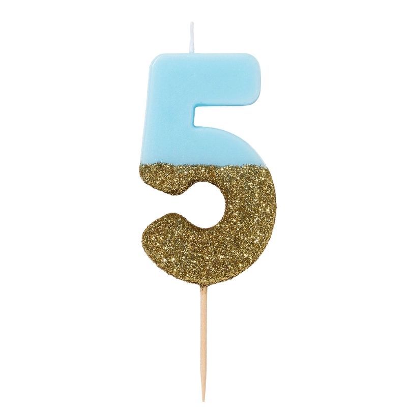 Vela Numérica Azul Glitter