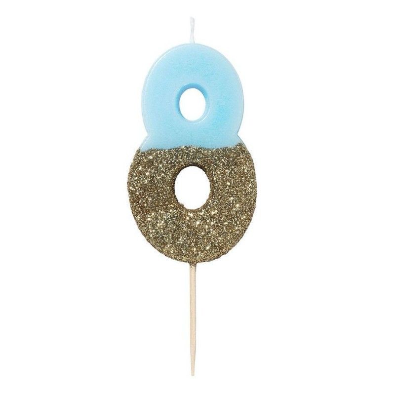 Vela Numérica Azul Glitter