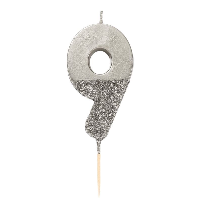 Vela Numérica Prateada Glitter