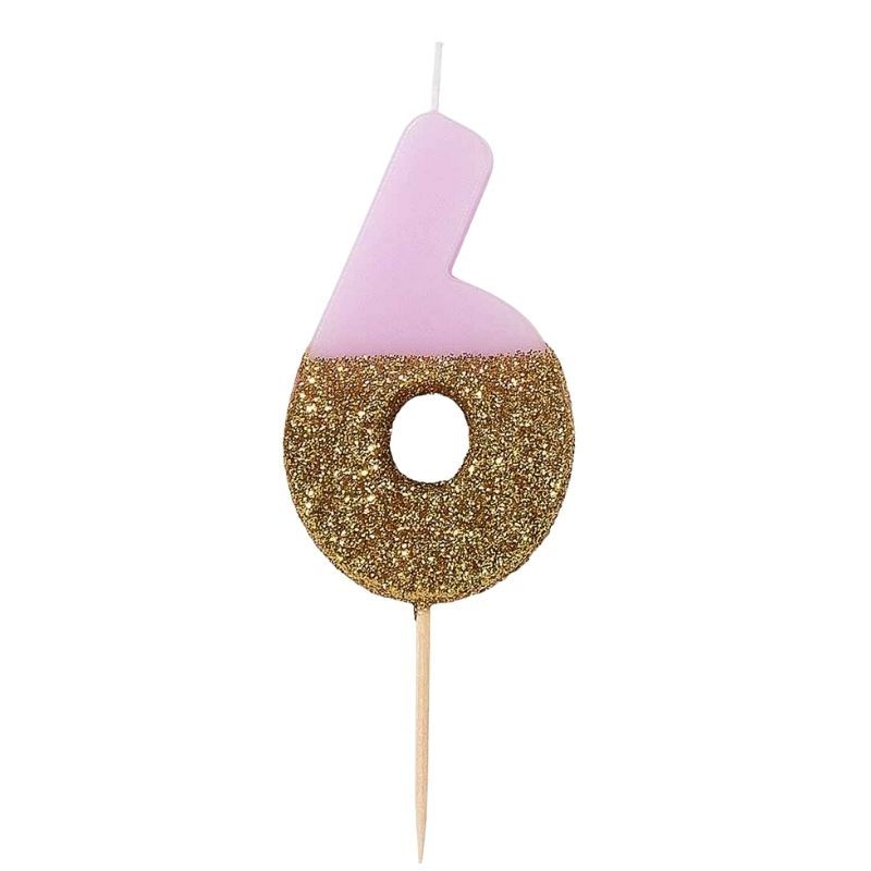 Vela Numérica Rosa Glitter