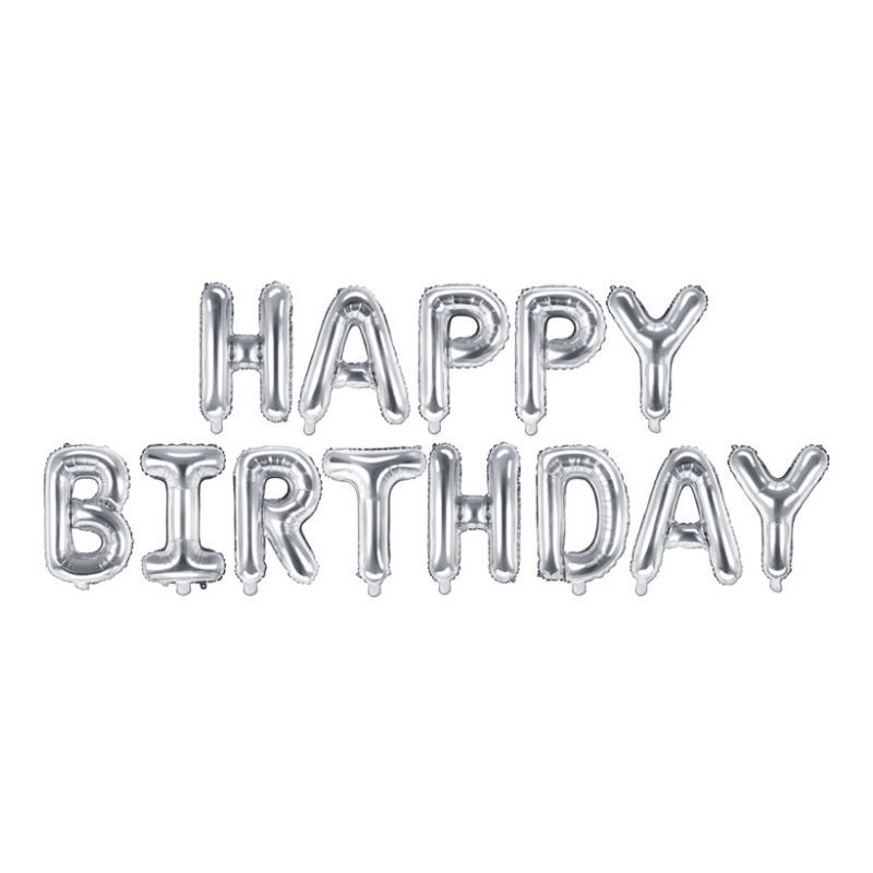 Balões HAPPY BIRTHDAY Prateados