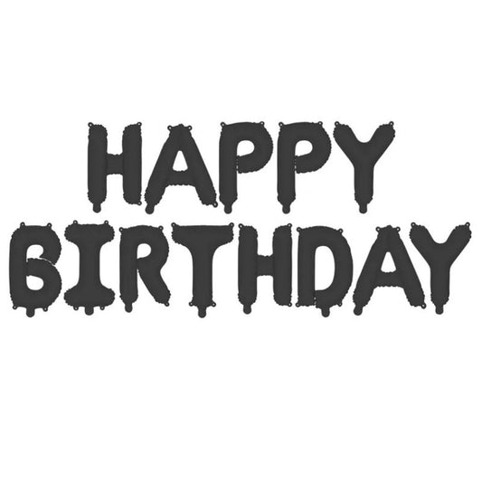 Balões Happy Birthday Preto