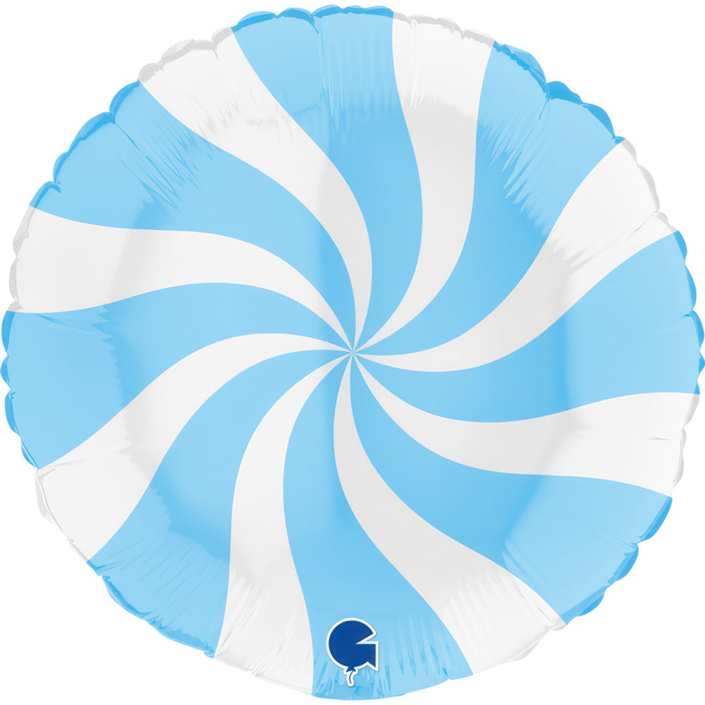 Balão Swirly Branco e Azul 46cm