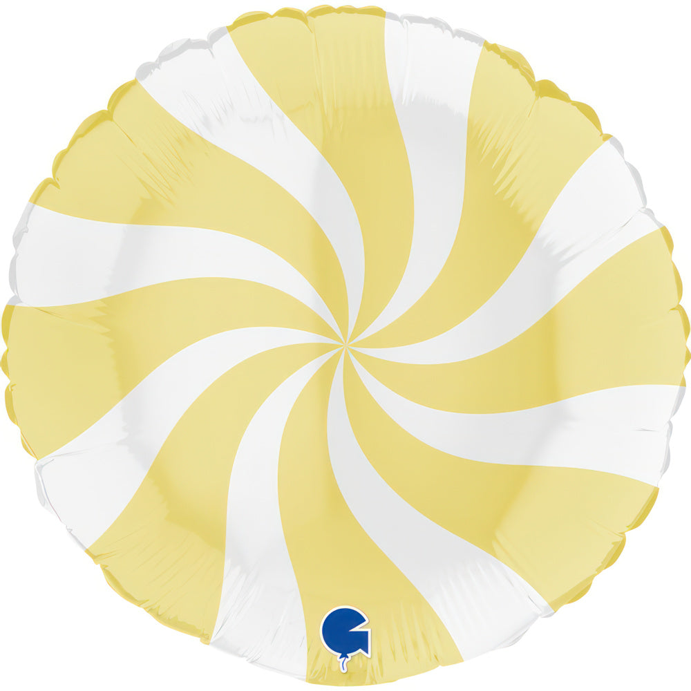 Balão Swirly Branco e Amarelo 46cm
