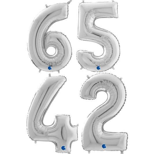 Balões Números Prateados 66cm
