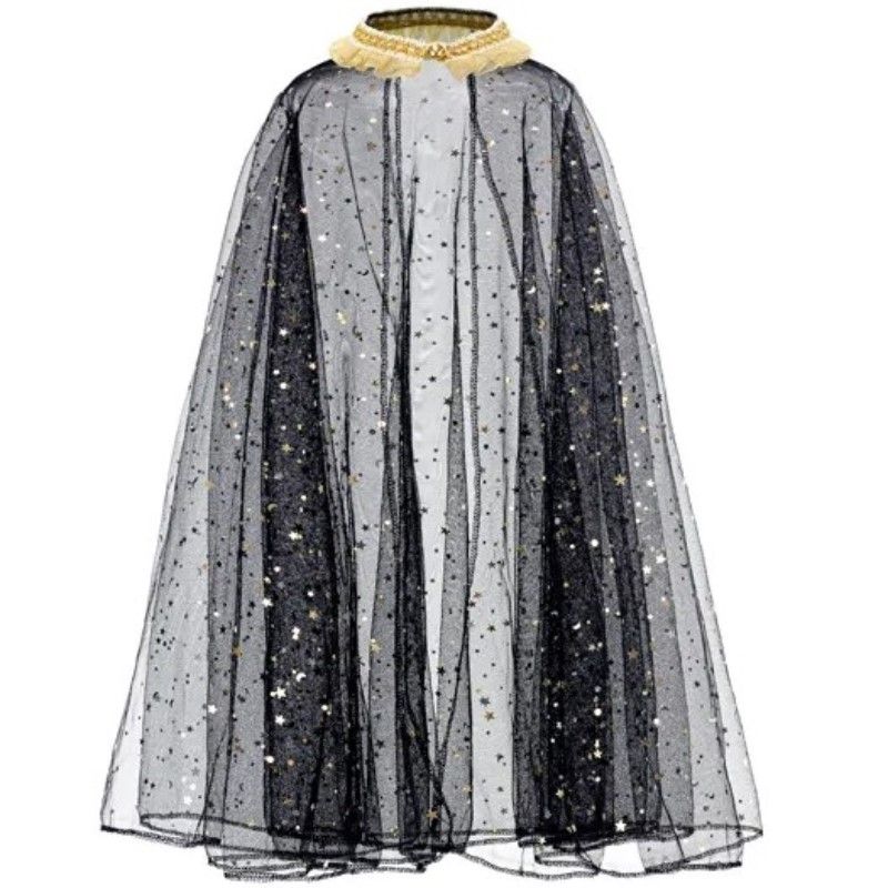 Capa Preta c/ Gola e Estrelas Douradas 3-7 anos