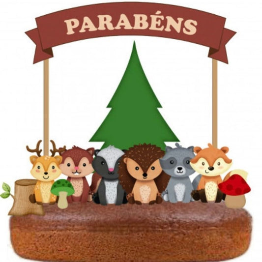 Topo de Bolo Animais do Bosque
