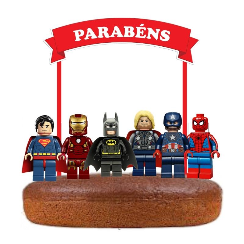 Topo de Bolo Lego Super Heróis