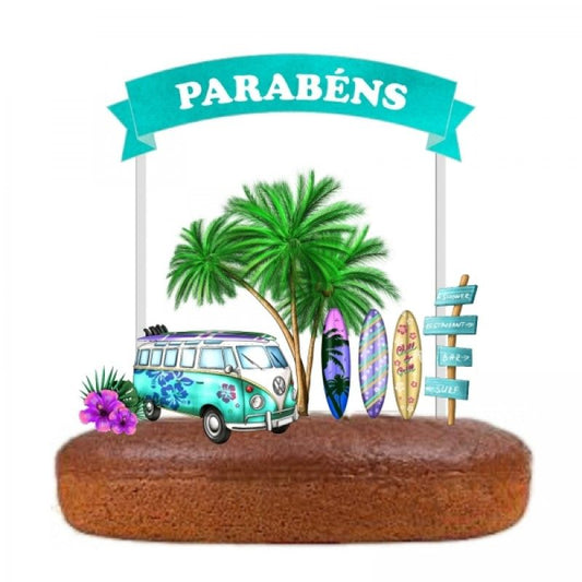 Topo de Bolo Surf 17,5cm