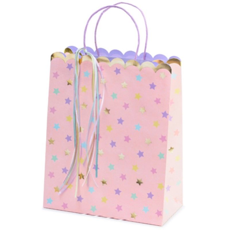 Saco de Presente Rosa c/ Estrelas