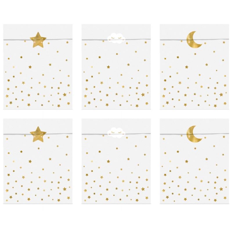 Sacos de Festa c/ Estrelas Douradas
