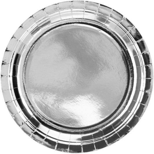 Pratos Prateados Metálico 23cm