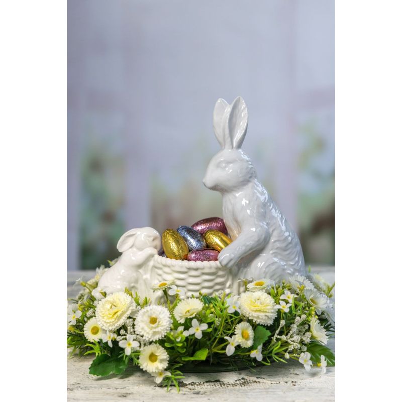 Coelhos Mãe e Filho com Ninho Branco - Party Land