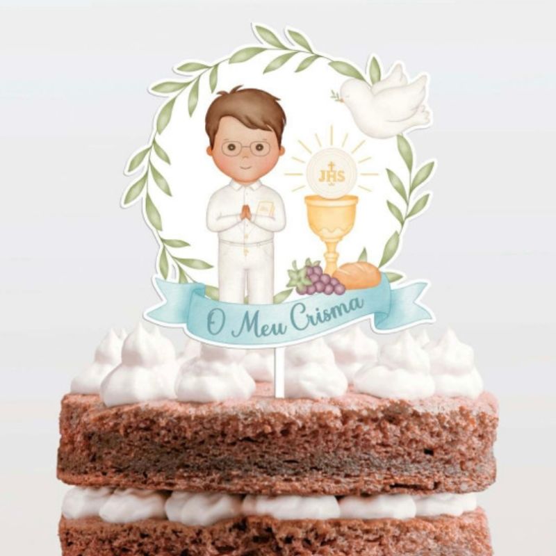 Topo Bolo crisma menino - Party Land