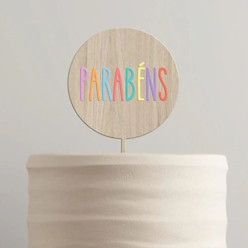 Topo de Bolo Parabéns Pastel - Party Land