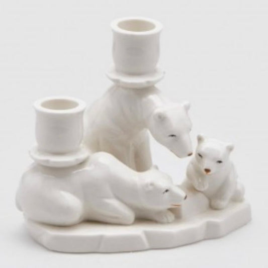 Castiçal ursos brancos 16cm