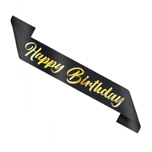 Faixa Happy Birhday Preto e...