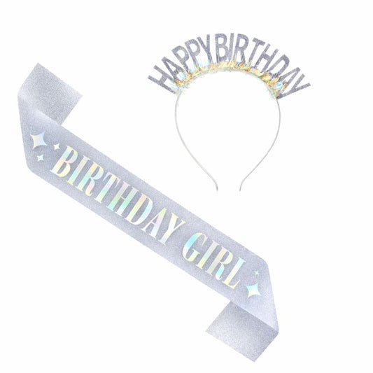 Faixa e Tiara Happy Birthda...