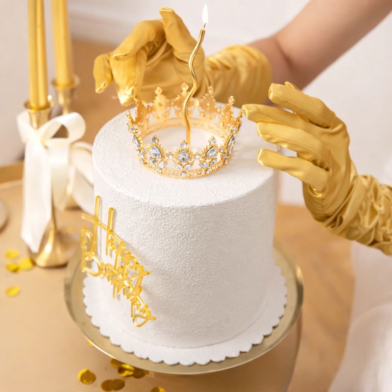 Coroa Prateada pedras pretas 10cm