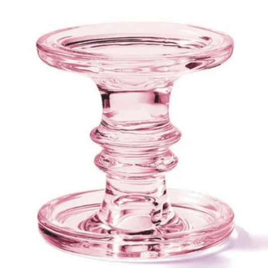 Castiçal vidro rosa 11cm