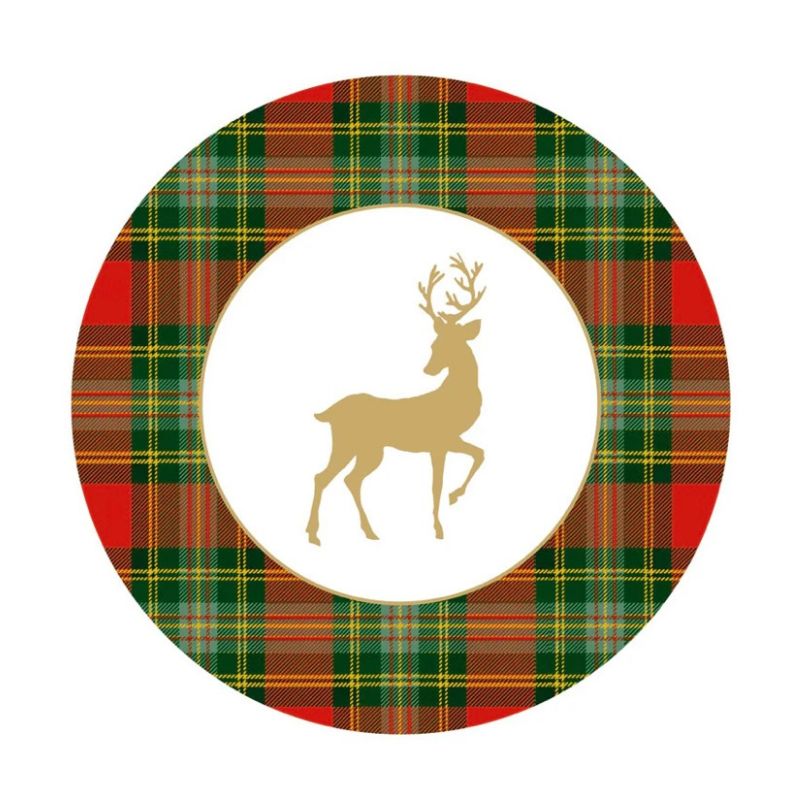 Pratos red reindeer tartan 20cm