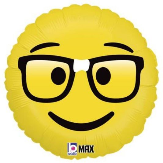 Balão Metálico Emoji Nerd