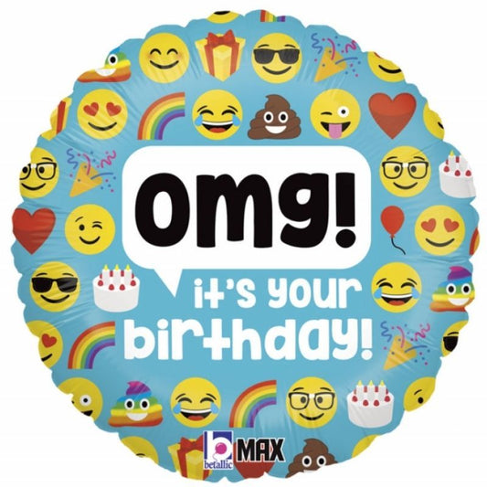 Balão Metálico Emoji OMG