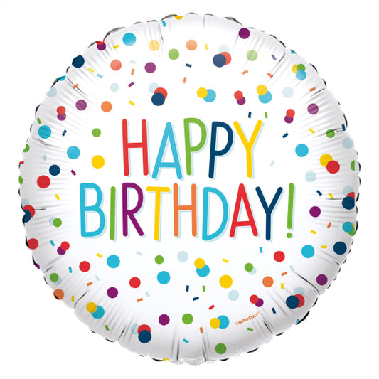 Balão Happy Birthday confettis