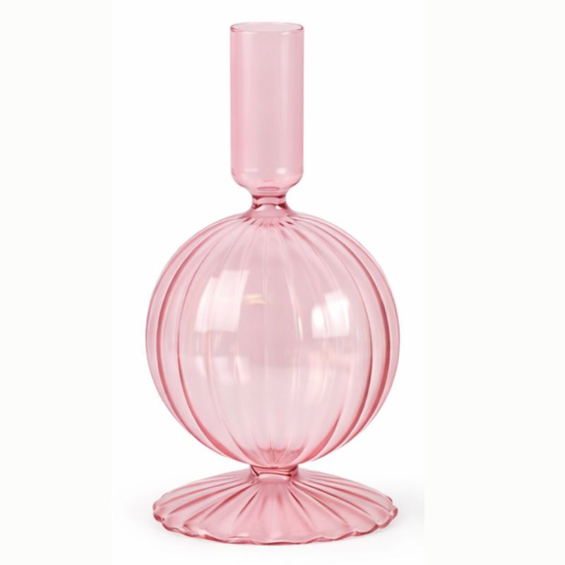 Castiçal Globo Tivoli Rosa