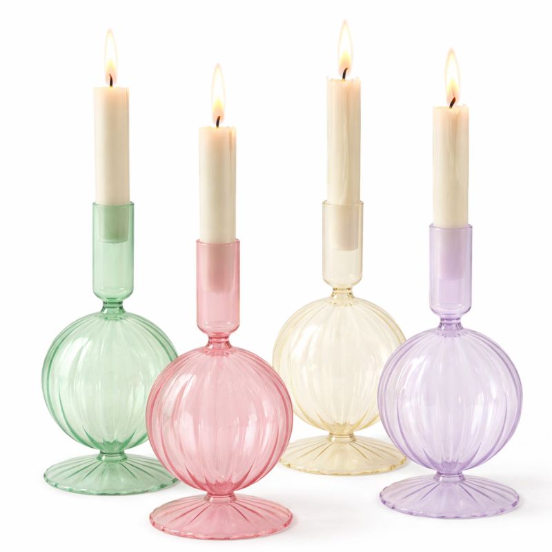 Castiçal Globo Tivoli Rosa