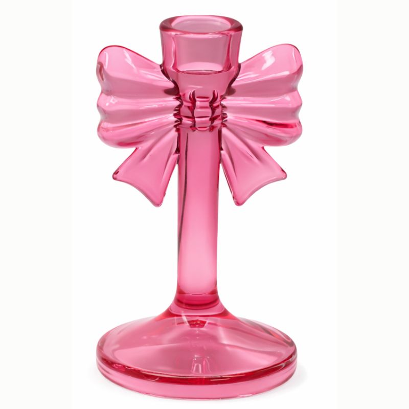 Castiçal c/ Laço Glow Rosa