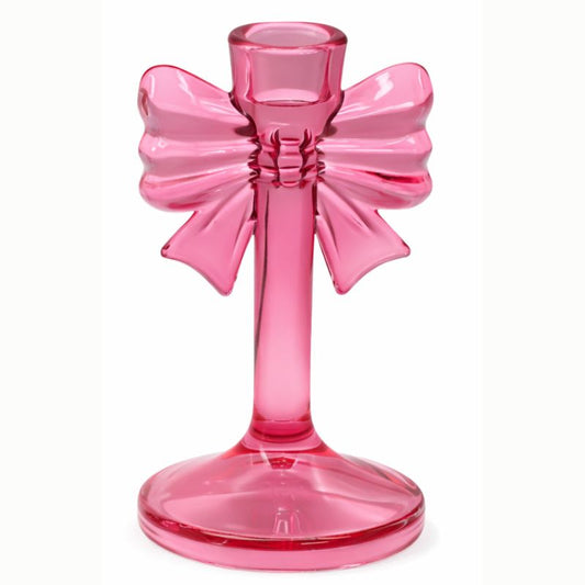 Castiçal c/ Laço Glow Rosa