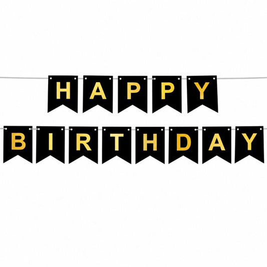 Banner Happy Birthday Preto