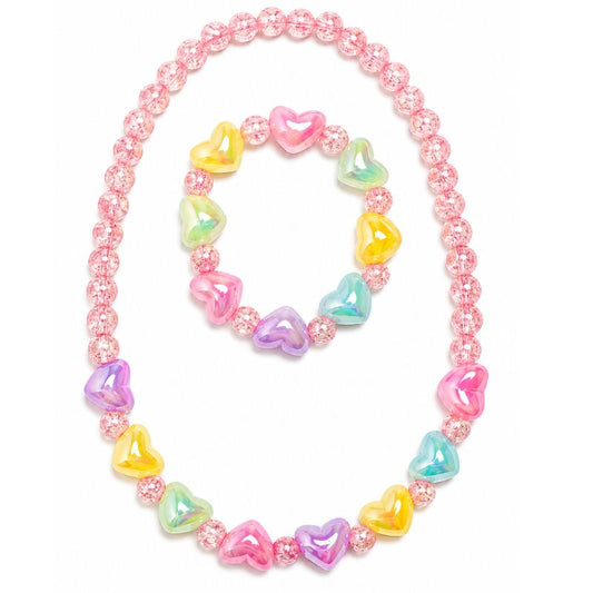 Conj Colar e Pulseira Corações