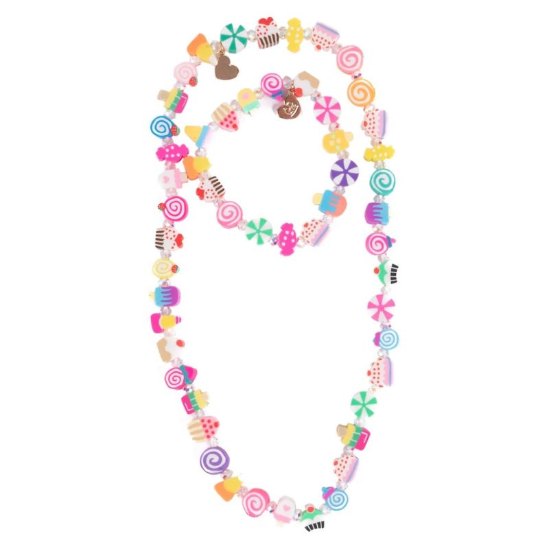 conj colar e pulseira doces coloridos