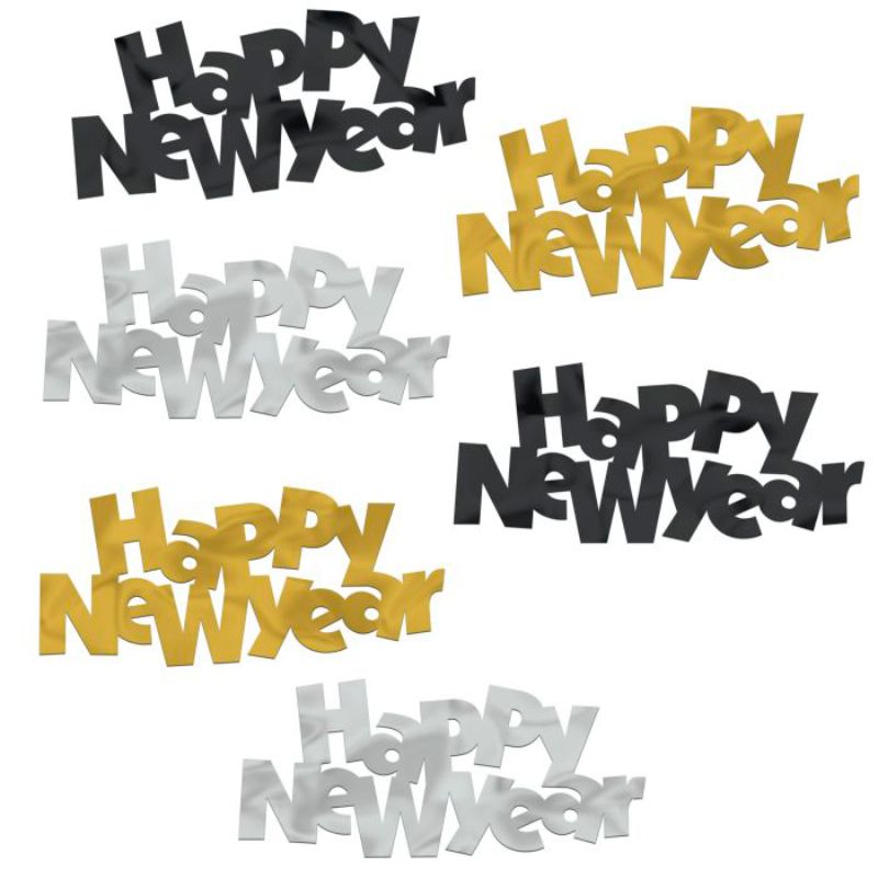Fanci Fetti Happy New Year Dourado Preto e Prateado