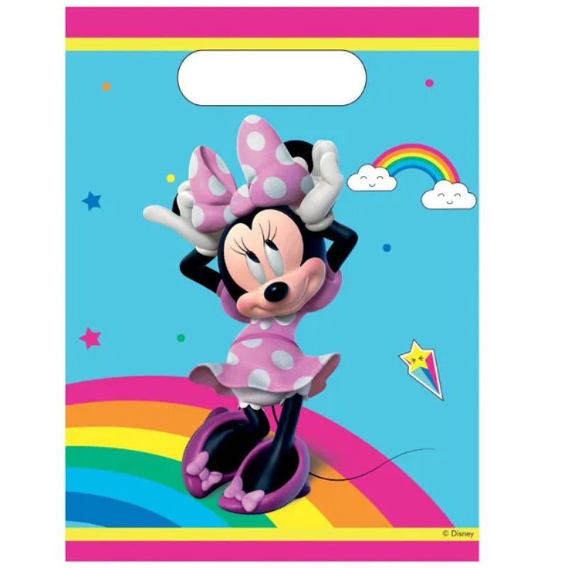 Conj. Sacos de Festa Minnie Arco Iris