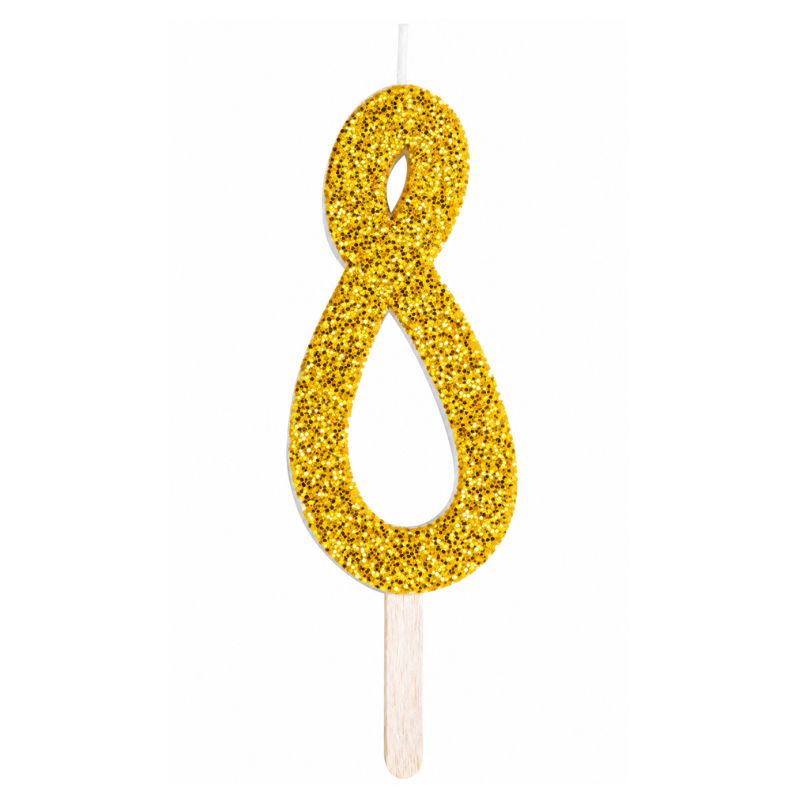 Vela Número Dourado Glitter-8