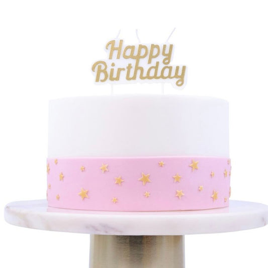 Vela happy birthday dourada