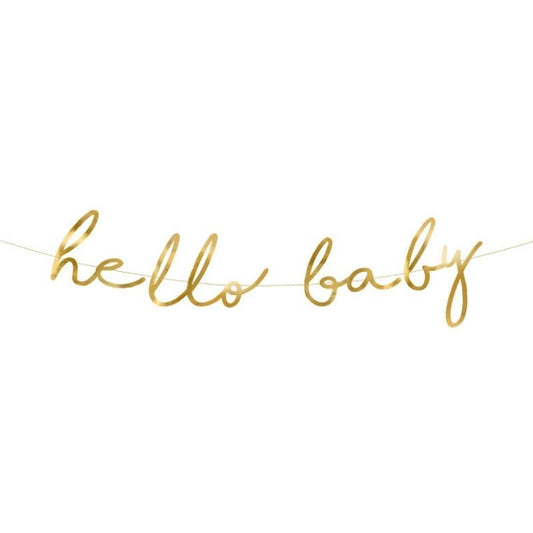 Banner Hello Baby Dourado