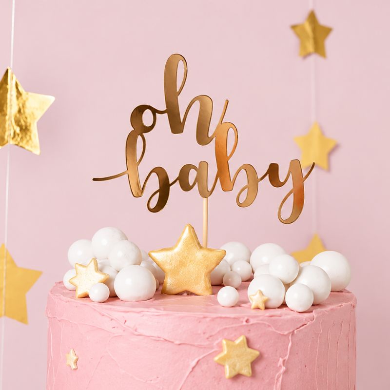 Topo de Bolo Rose Gold "Oh baby"