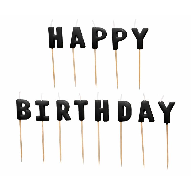 Velas Happy Birthday Pretas